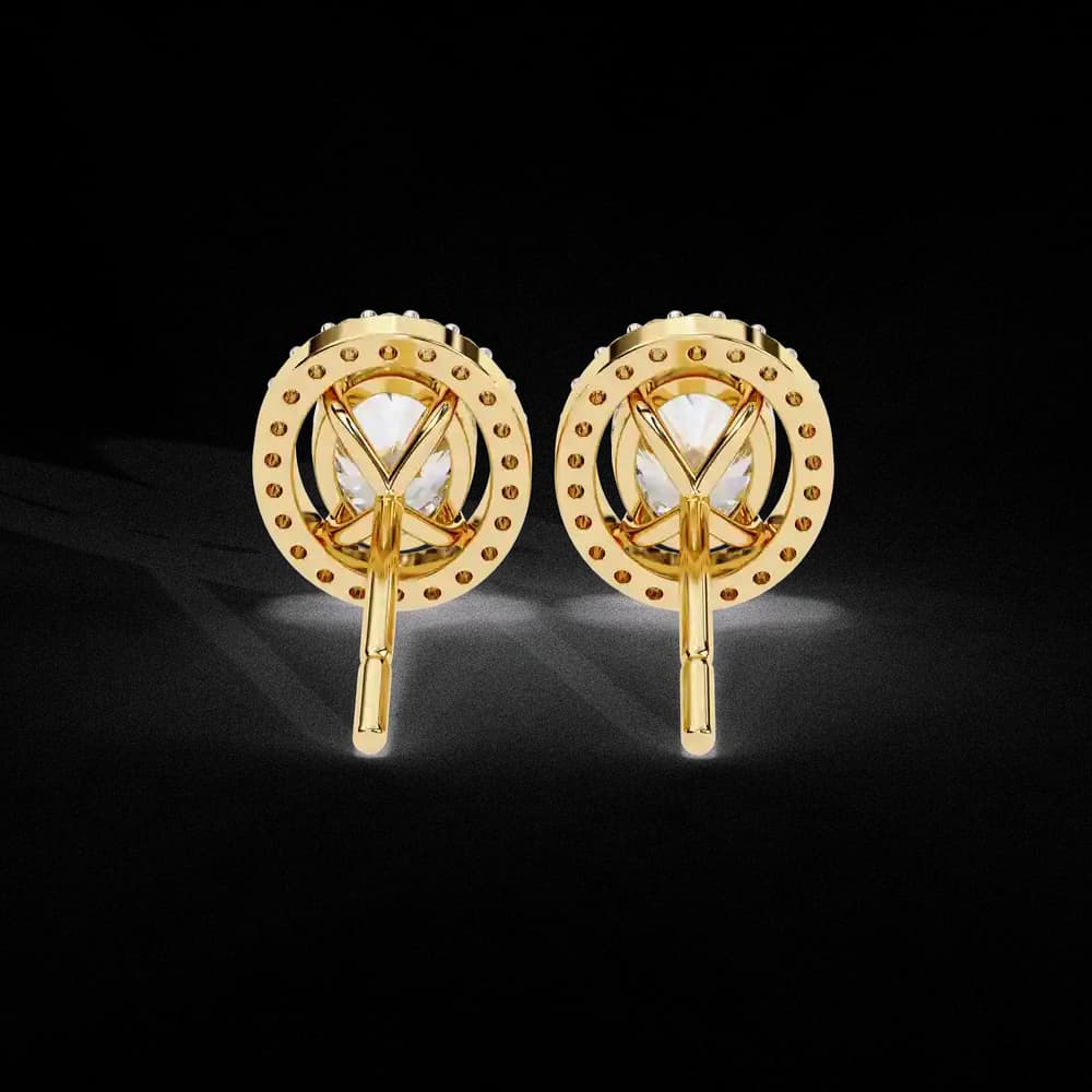 Classic Oval Solitaire With Halo Lab Grown Diamond Stud Earrings - Image 2 Classic Oval Solitaire With Halo Lab Grown Diamond Stud Earrings, view 2 of 4