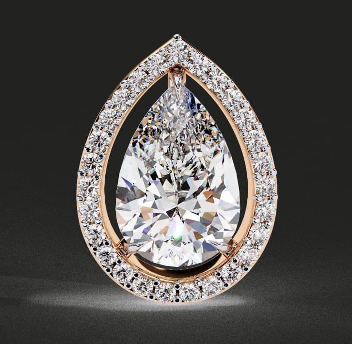 Classic Pear Solitaire With Halo Lab Grown Diamond Stud Earrings - Image 1 Classic Pear Solitaire With Halo Lab Grown Diamond Stud Earrings, view 1 of 8