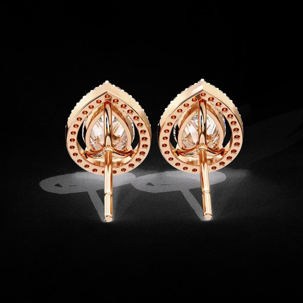 Classic Pear Solitaire With Halo Lab Grown Diamond Stud Earrings - Image 4 Classic Pear Solitaire With Halo Lab Grown Diamond Stud Earrings, view 4 of 8