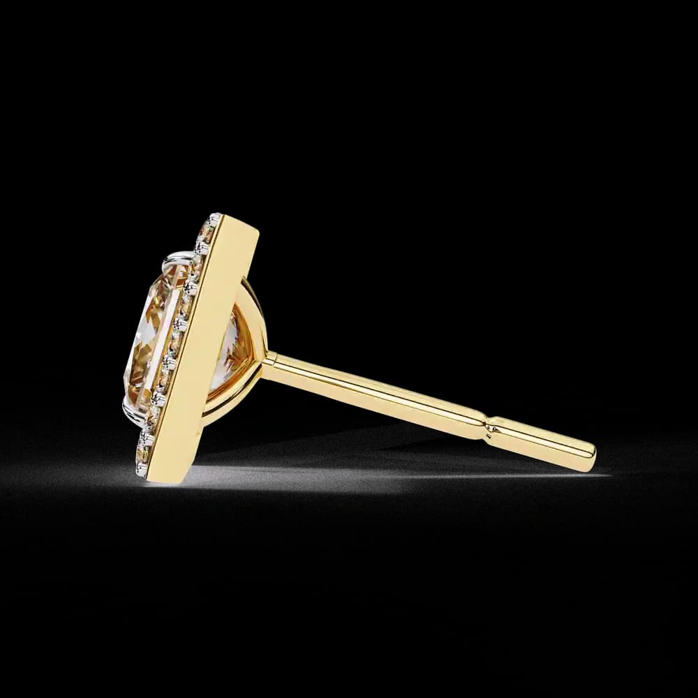 Classic Princess Soliatire With Halo Lab Grown Diamond Stud Earrings - Image 2 Classic Princess Soliatire With Halo Lab Grown Diamond Stud Earrings, view 2 of 3
