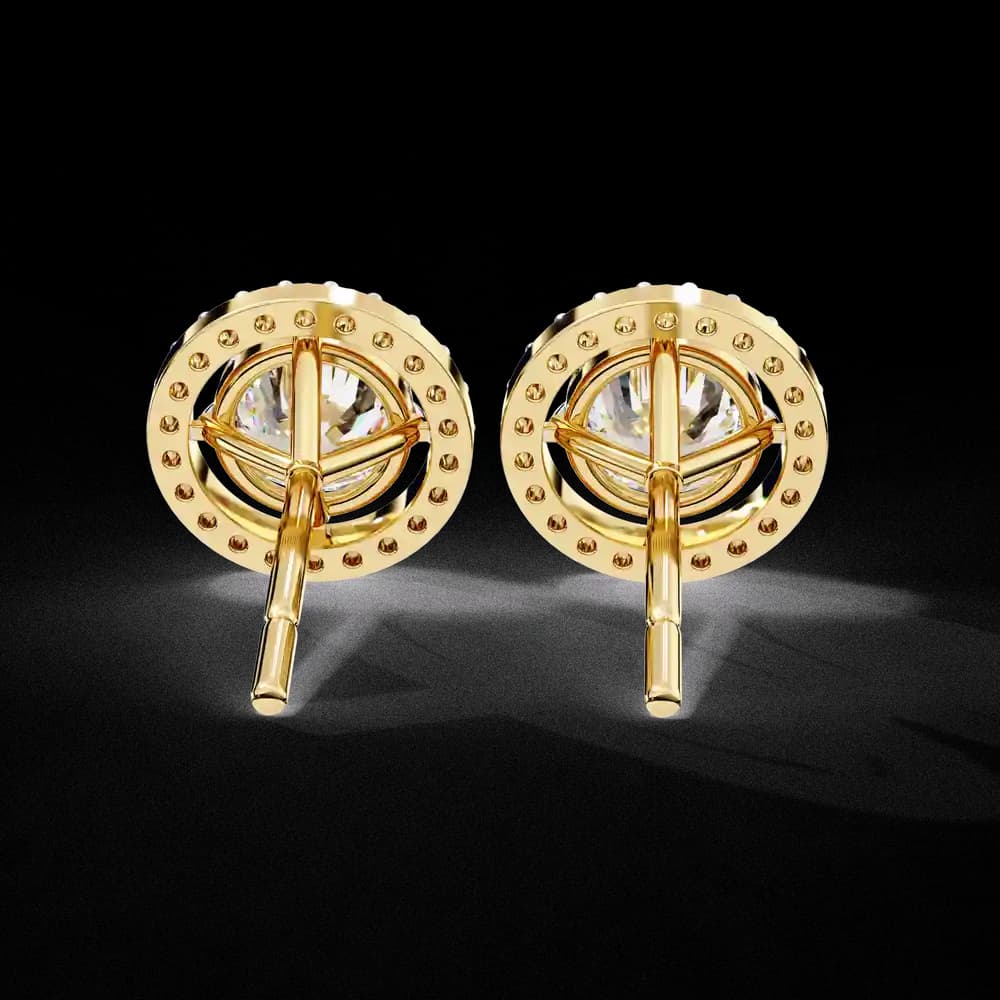 Classic Round Soliatire With Halo Lab Grown Diamond Stud Earrings - Image 10 Classic Round Soliatire With Halo Lab Grown Diamond Stud Earrings, view 10 of 23