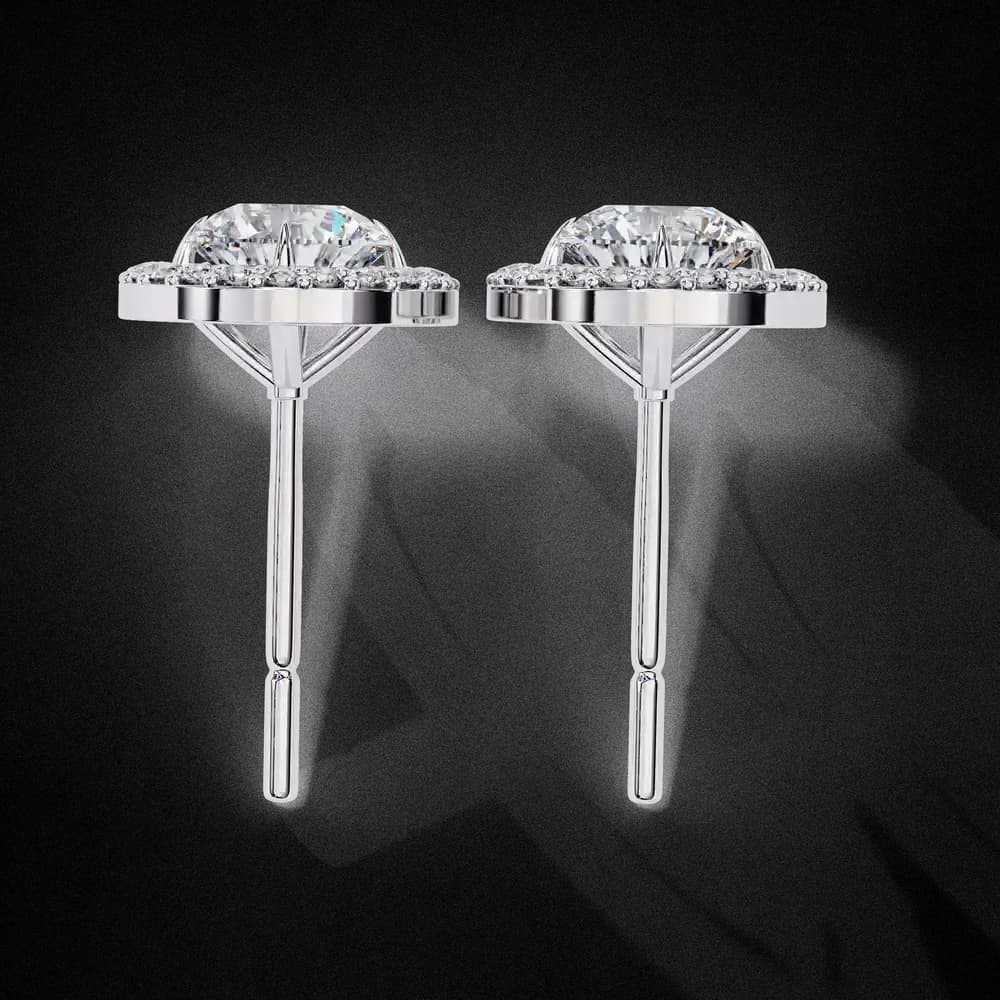 Classic Round Soliatire With Halo Lab Grown Diamond Stud Earrings - Image 13 Classic Round Soliatire With Halo Lab Grown Diamond Stud Earrings, view 13 of 23