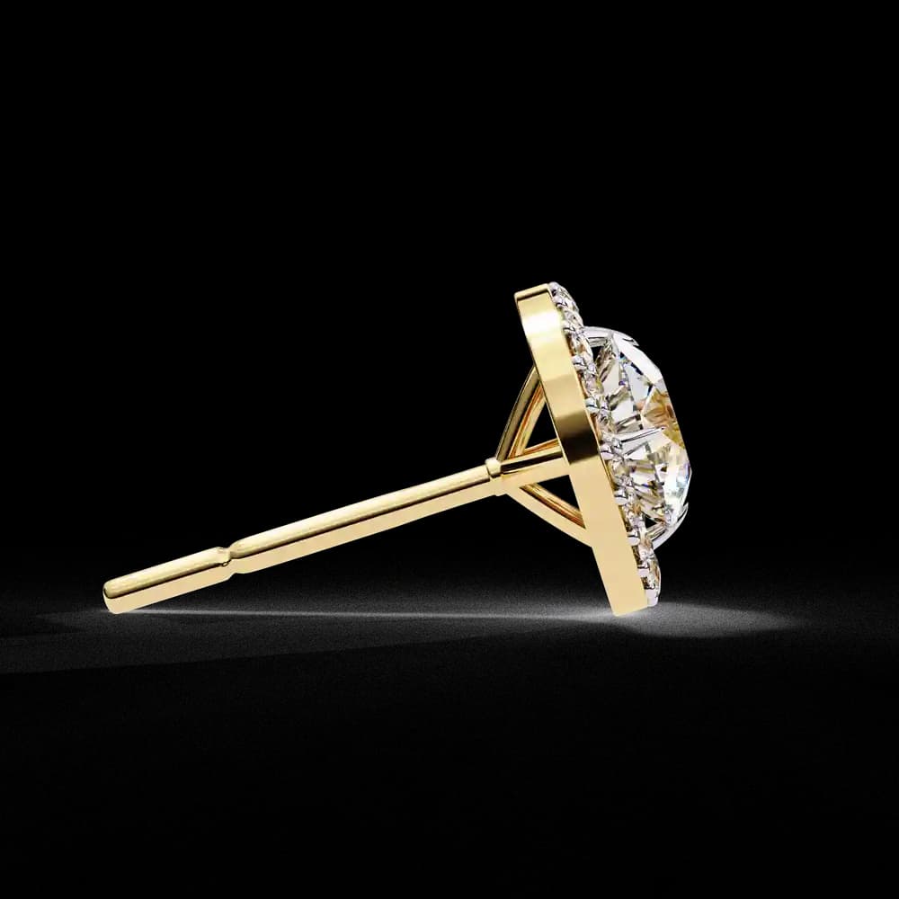 Classic Round Soliatire With Halo Lab Grown Diamond Stud Earrings - Image 15 Classic Round Soliatire With Halo Lab Grown Diamond Stud Earrings, view 15 of 23