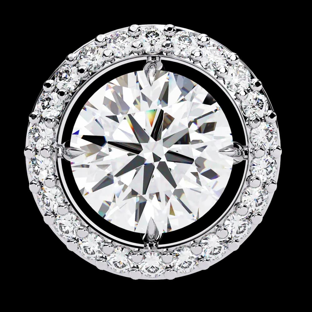 Classic Round Soliatire With Halo Lab Grown Diamond Stud Earrings - Image 16 Classic Round Soliatire With Halo Lab Grown Diamond Stud Earrings, view 16 of 23