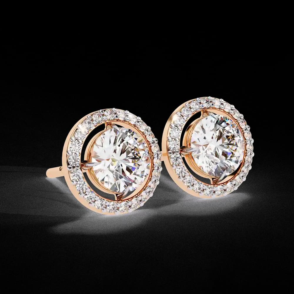 Classic Round Soliatire With Halo Lab Grown Diamond Stud Earrings - Image 17 Classic Round Soliatire With Halo Lab Grown Diamond Stud Earrings, view 17 of 23