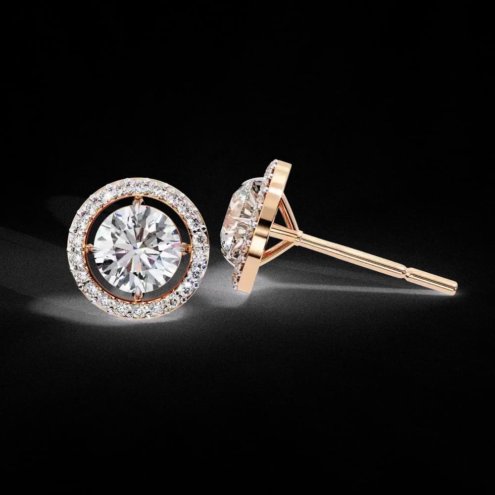 Classic Round Soliatire With Halo Lab Grown Diamond Stud Earrings - Image 20 Classic Round Soliatire With Halo Lab Grown Diamond Stud Earrings, view 20 of 23