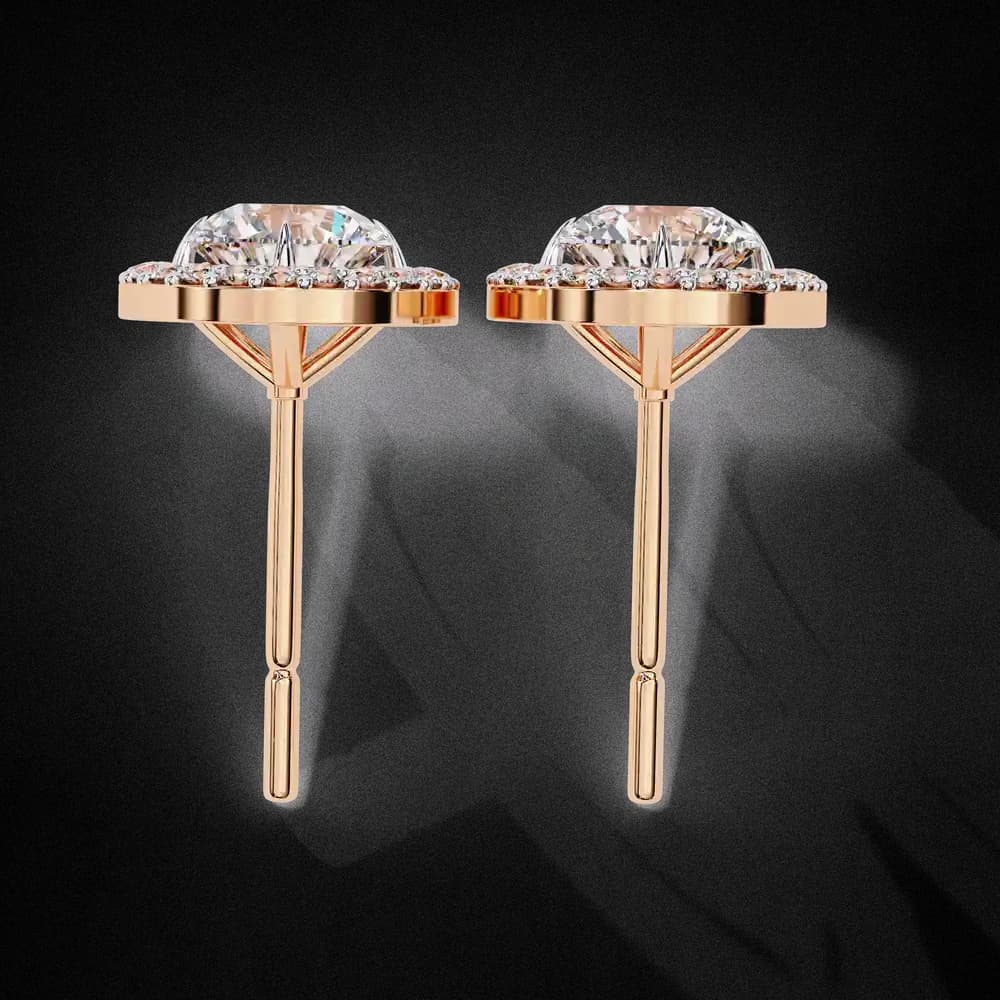 Classic Round Soliatire With Halo Lab Grown Diamond Stud Earrings - Image 5 Classic Round Soliatire With Halo Lab Grown Diamond Stud Earrings, view 5 of 23