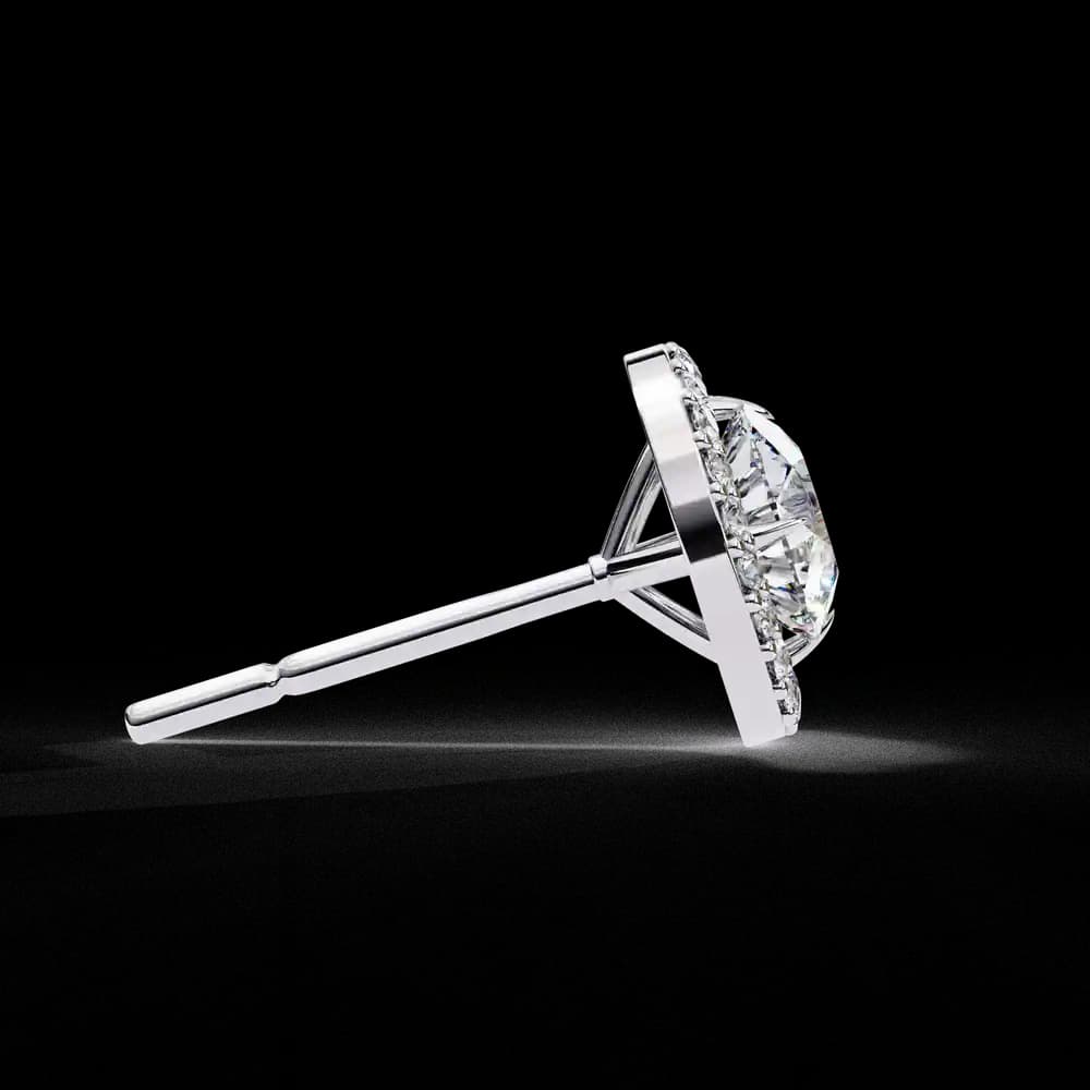 Classic Round Soliatire With Halo Lab Grown Diamond Stud Earrings - Image 7 Classic Round Soliatire With Halo Lab Grown Diamond Stud Earrings, view 7 of 23