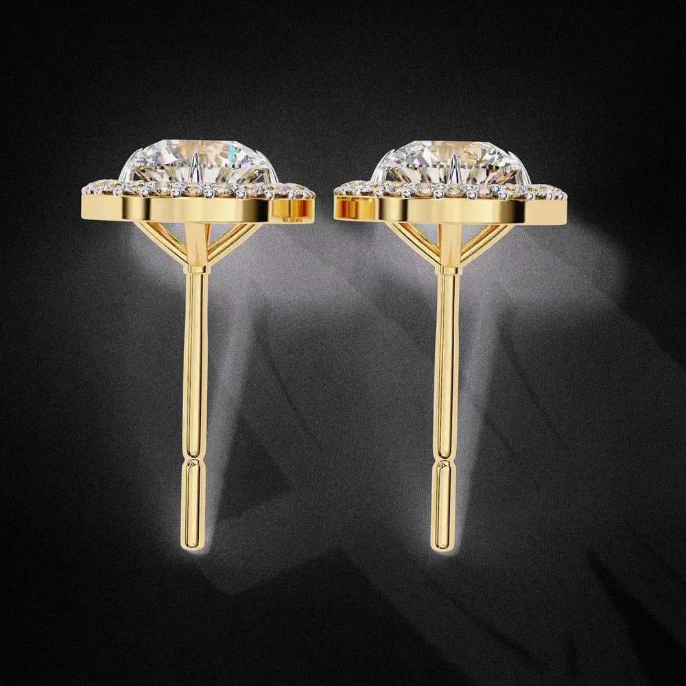 Classic Round Soliatire With Halo Lab Grown Diamond Stud Earrings - Image 8 Classic Round Soliatire With Halo Lab Grown Diamond Stud Earrings, view 8 of 23