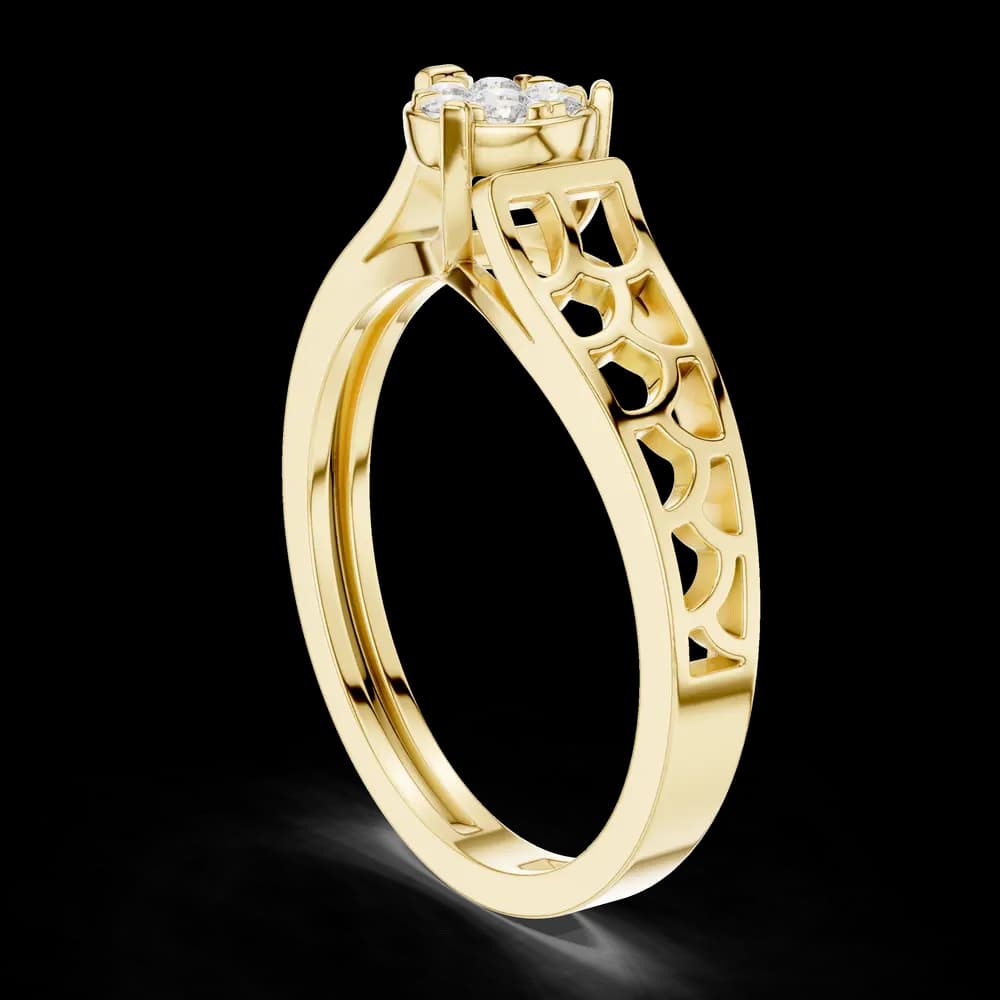 Round Cluster Filigree Lab Grown Diamond Ring - Image 4 Round Cluster Filigree Lab Grown Diamond Ring, view 4 of 6