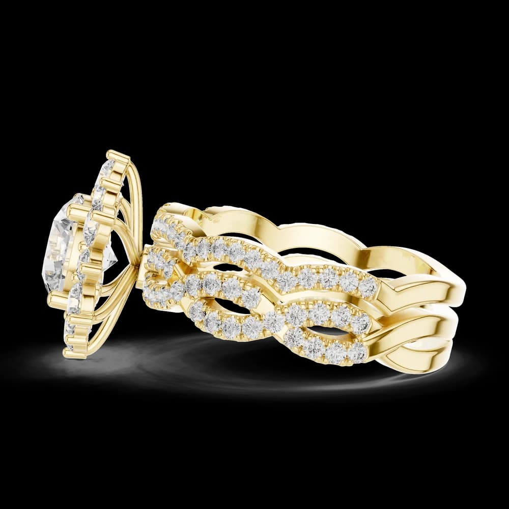 Round Halo Twisted Band Floral Lab Grown Diamond Ring - Image 6 Round Halo Twisted Band Floral Lab Grown Diamond Ring, view 6 of 6