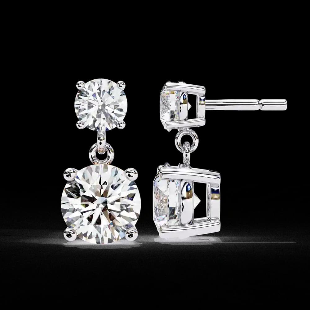 Starlight Round Lab Grown Diamond Cut Solitaire Drop Earrings - Image 1 Starlight Round Lab Grown Diamond Cut Solitaire Drop Earrings, view 1 of 16