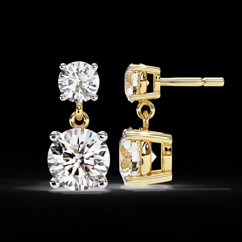 Starlight Round Lab Grown Diamond Cut Solitaire Drop Earrings - Image 4 Starlight Round Lab Grown Diamond Cut Solitaire Drop Earrings, view 4 of 16