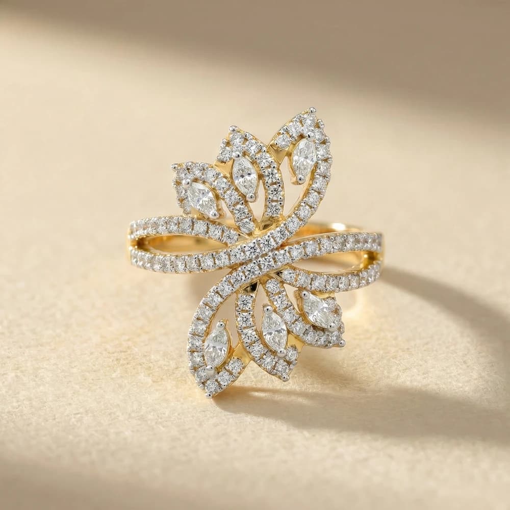 Leaf Wrap Pav������ Lab Grown Diamond Ring - Image 1 Leaf Wrap Pav������ Lab Grown Diamond Ring, view 1 of 2