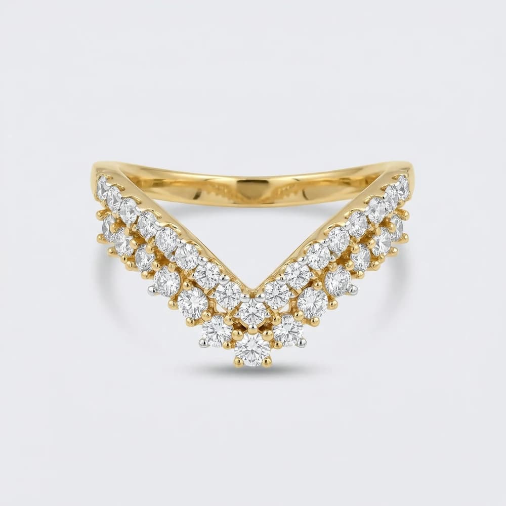 V-Shaped Layered Cluster Ring Lab Grown Diamond Ring - Image 1 V-Shaped Layered Cluster Ring Lab Grown Diamond Ring, view 1 of 3
