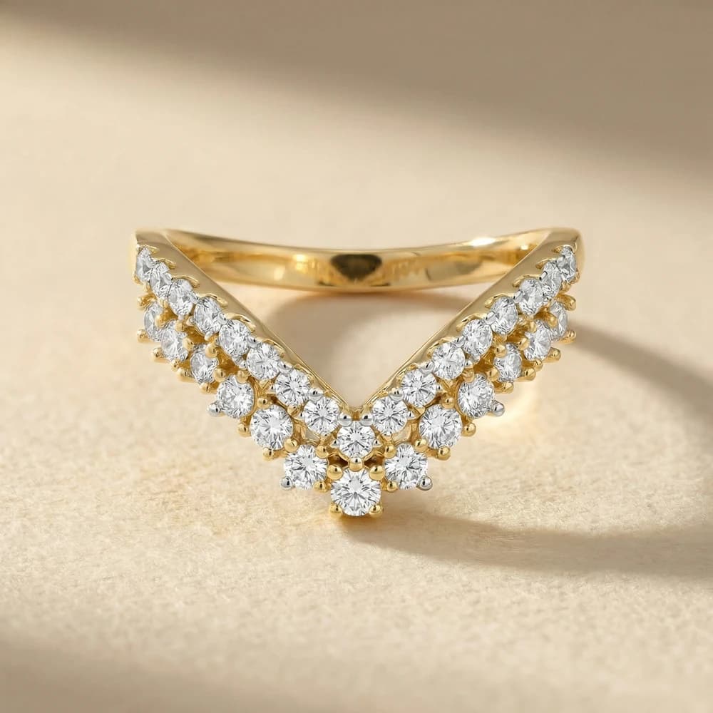 V-Shaped Layered Cluster Ring Lab Grown Diamond Ring - Image 2 V-Shaped Layered Cluster Ring Lab Grown Diamond Ring, view 2 of 3