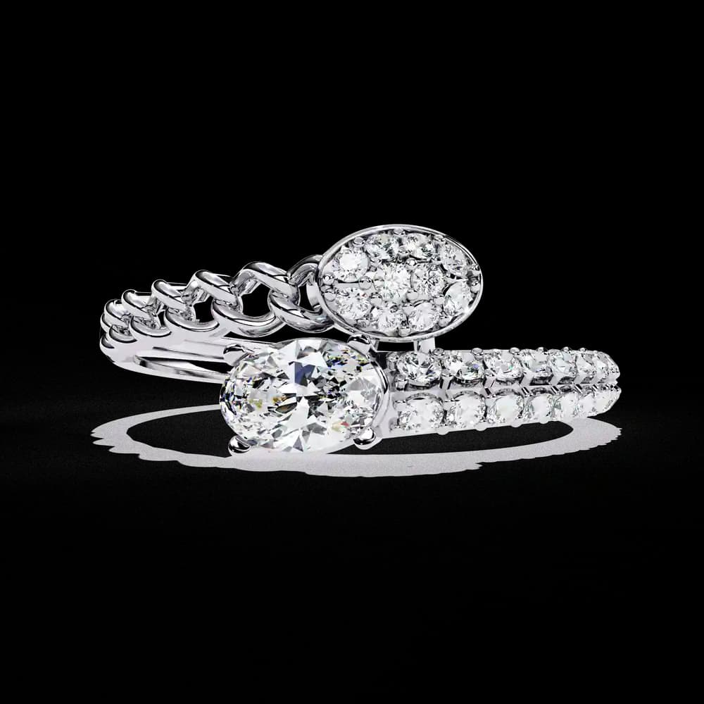 Statement Double Band Lab Grown Diamond Ring - Image 1 Statement Double Band Lab Grown Diamond Ring, view 1 of 4