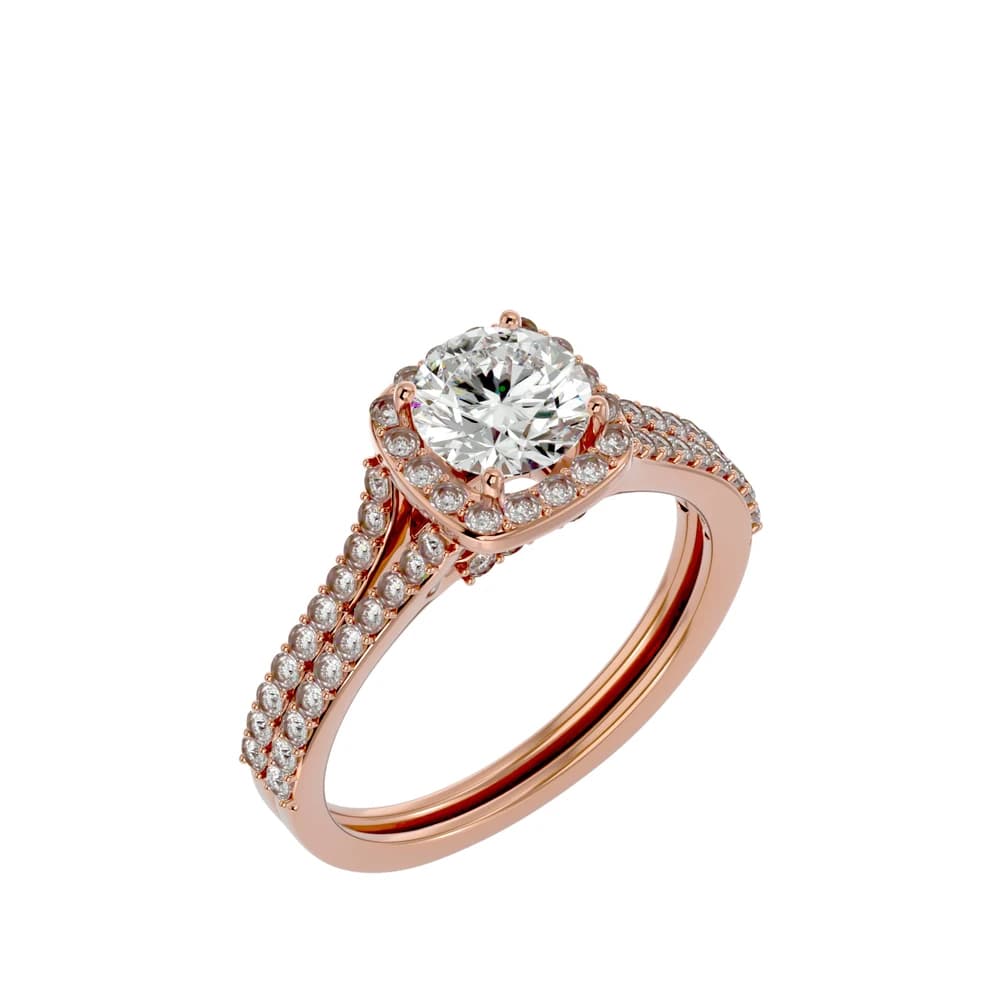 Statement Halo Lab Grown Diamond Engagement Ring - Image 1 Statement Halo Lab Grown Diamond Engagement Ring, view 1 of 2