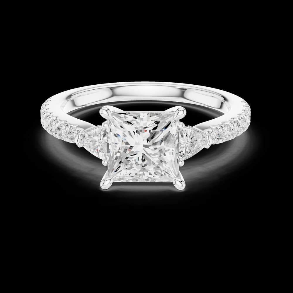 Three stone Princess Lab Grown Ring - Image 2 Three stone Princess Lab Grown Ring, view 2 of 6