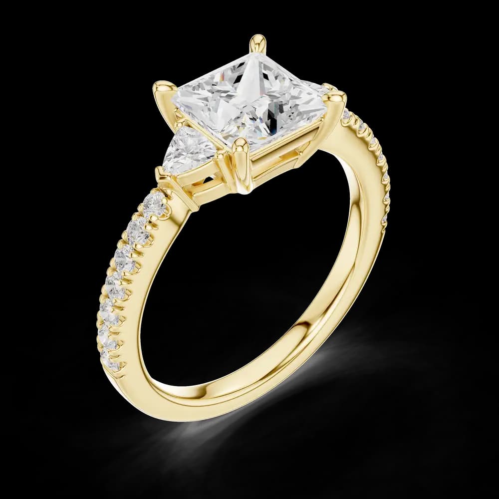 Three stone Princess Lab Grown Ring - Image 5 Three stone Princess Lab Grown Ring, view 5 of 6