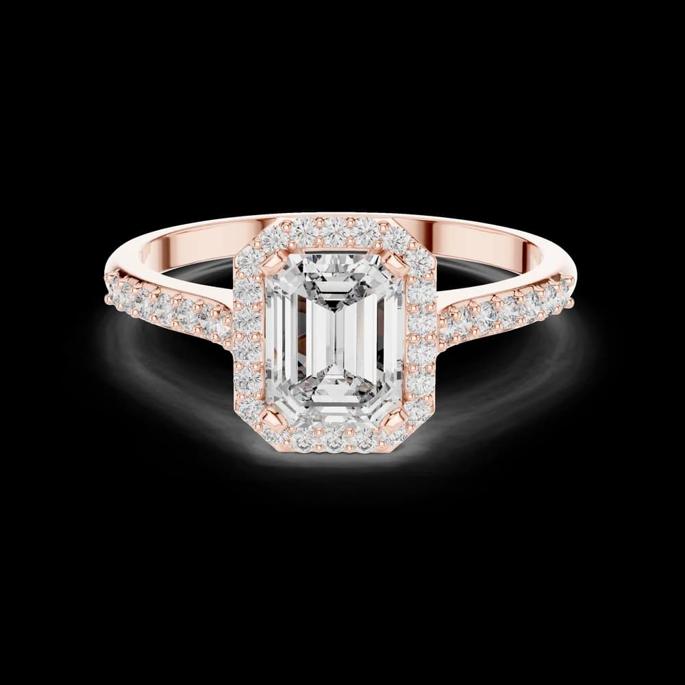 Pavé Emerald Halo Lab Grown Diamond Ring - Image 1 Pavé Emerald Halo Lab Grown Diamond Ring, view 1 of 6