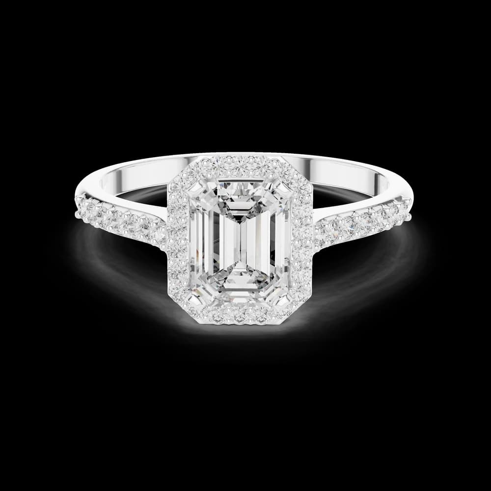 Pavé Emerald Halo Lab Grown Diamond Ring - Image 2 Pavé Emerald Halo Lab Grown Diamond Ring, view 2 of 6