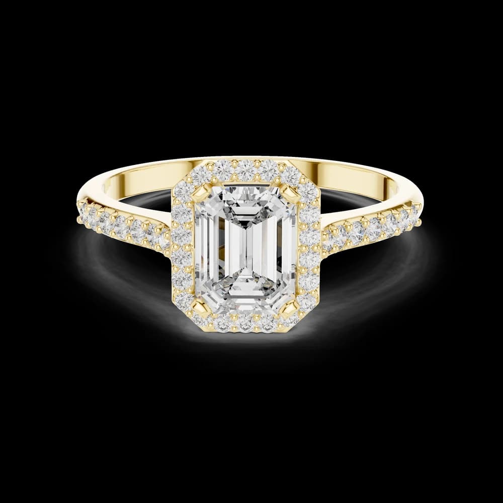 Pavé Emerald Halo Lab Grown Diamond Ring - Image 3 Pavé Emerald Halo Lab Grown Diamond Ring, view 3 of 6