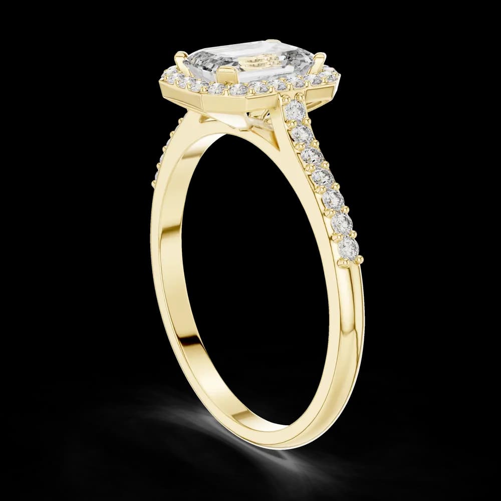 Pavé Emerald Halo Lab Grown Diamond Ring - Image 4 Pavé Emerald Halo Lab Grown Diamond Ring, view 4 of 6