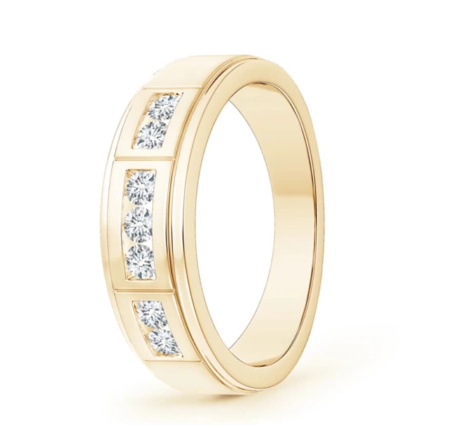 Step-Edged Channel-Set Lab Grown Diamond Men's Ring - Image 1 Step-Edged Channel-Set Lab Grown Diamond Men's Ring, view 1 of 4