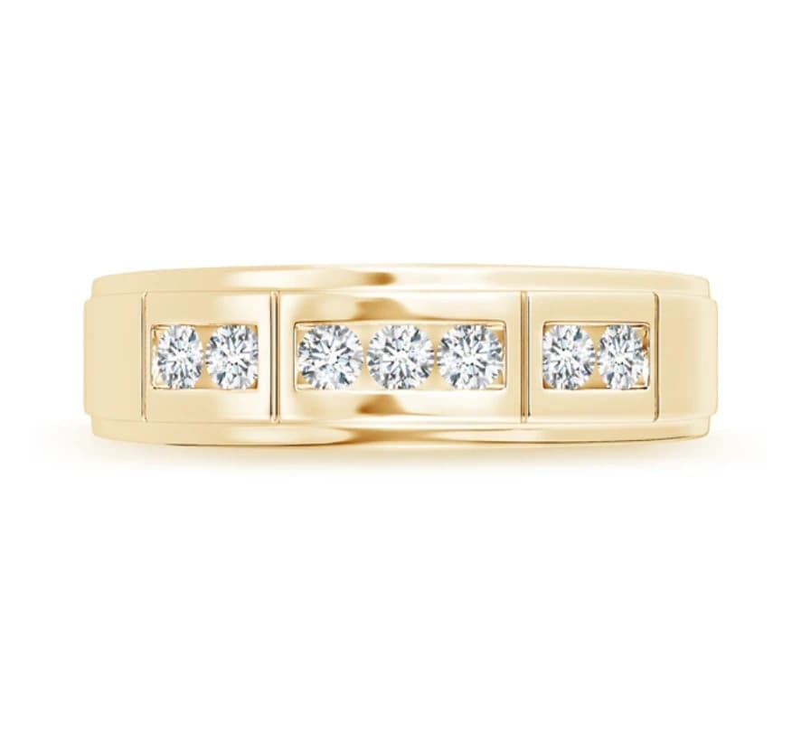Step-Edged Channel-Set Lab Grown Diamond Men's Ring - Image 4 Step-Edged Channel-Set Lab Grown Diamond Men's Ring, view 4 of 4