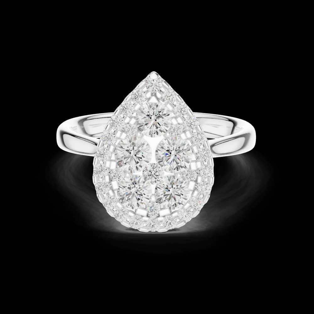 Pear Cluster Halo Lab Grown Diamond Ring - Image 2 Pear Cluster Halo Lab Grown Diamond Ring, view 2 of 6