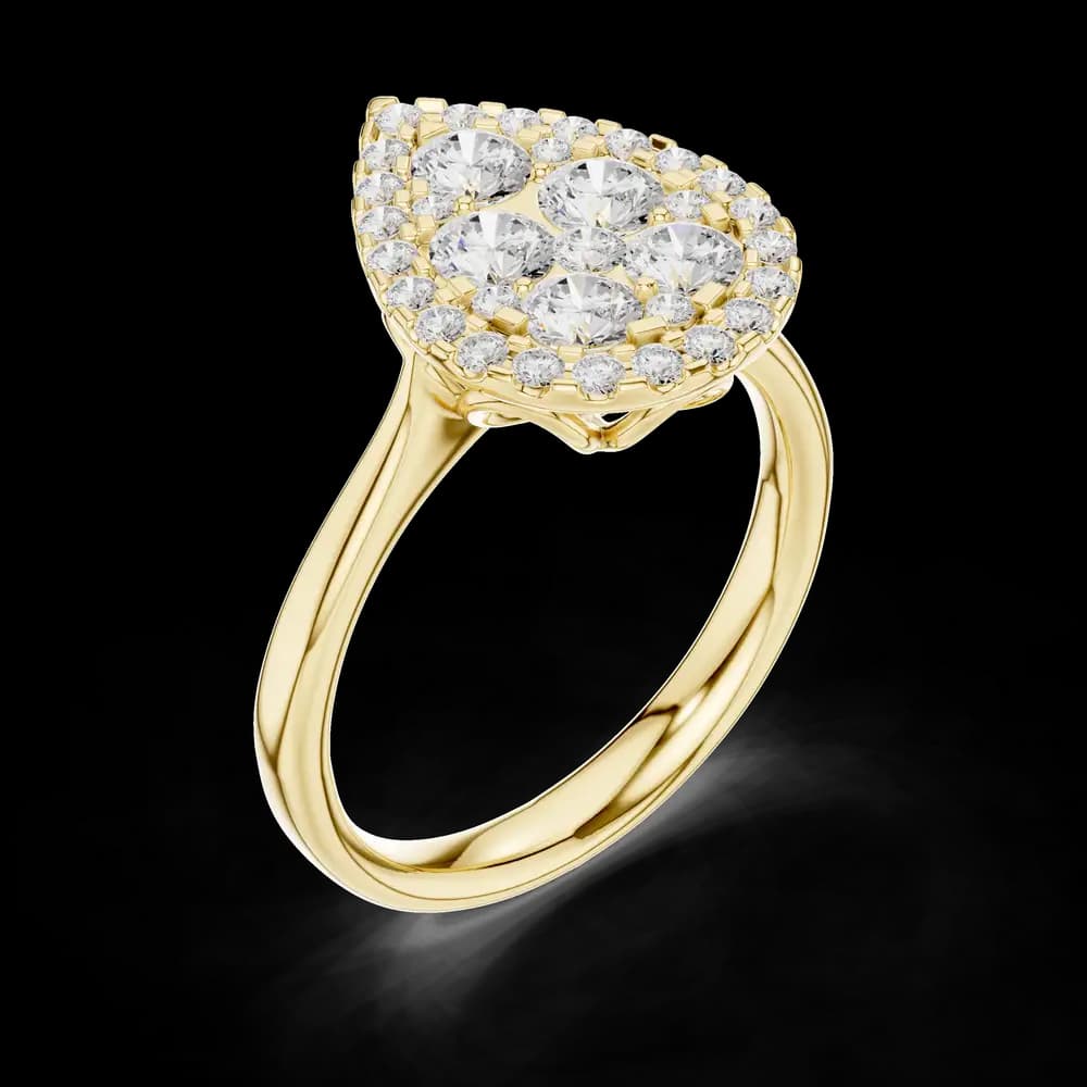 Pear Cluster Halo Lab Grown Diamond Ring - Image 5 Pear Cluster Halo Lab Grown Diamond Ring, view 5 of 6