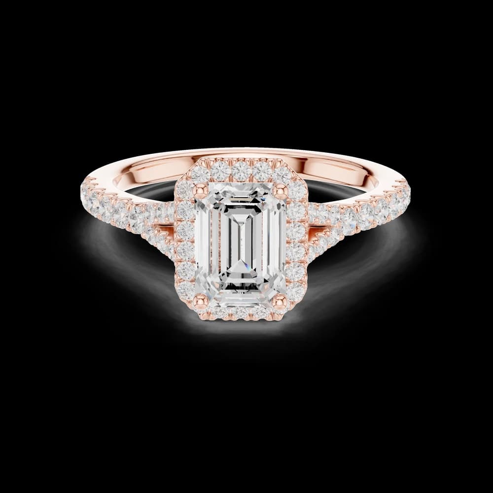 Striking 1 ct Emerald & Round Diamond Lab Grown Diamond Ring - Image 1 Striking 1 ct Emerald & Round Diamond Lab Grown Diamond Ring, view 1 of 7