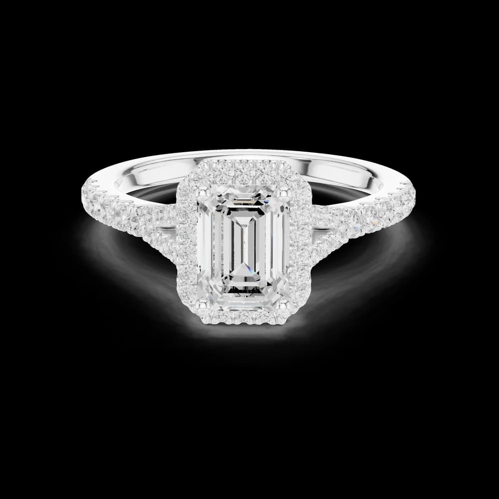 Striking 1 ct Emerald & Round Diamond Lab Grown Diamond Ring - Image 3 Striking 1 ct Emerald & Round Diamond Lab Grown Diamond Ring, view 3 of 7
