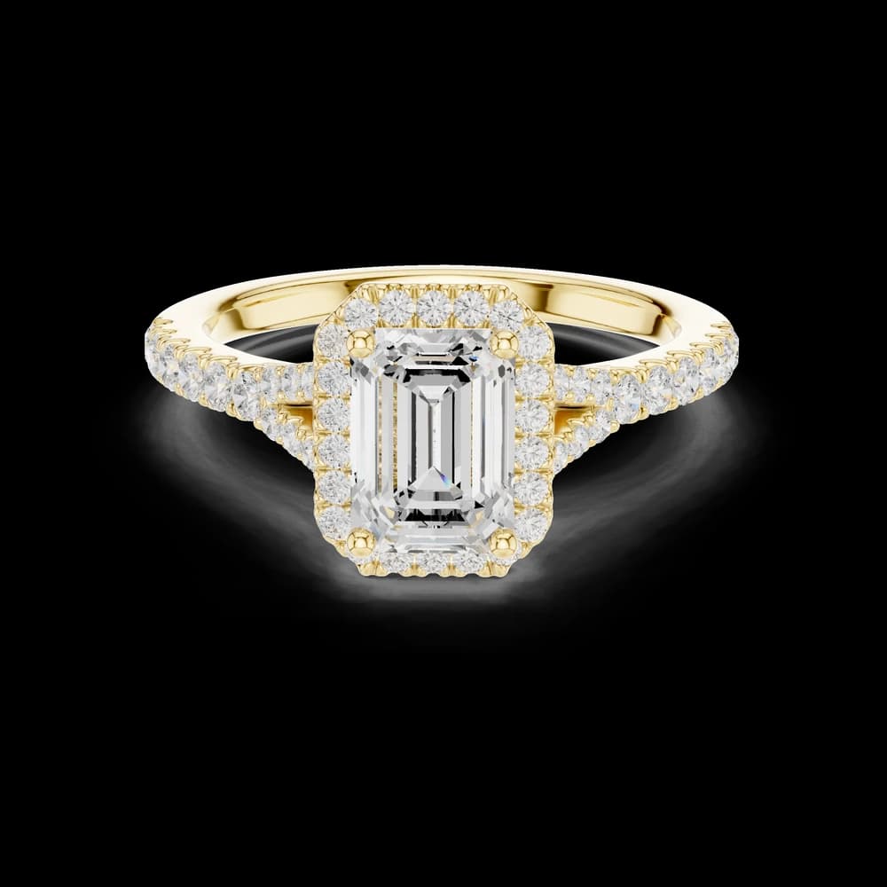 Striking 1 ct Emerald & Round Diamond Lab Grown Diamond Ring - Image 4 Striking 1 ct Emerald & Round Diamond Lab Grown Diamond Ring, view 4 of 7