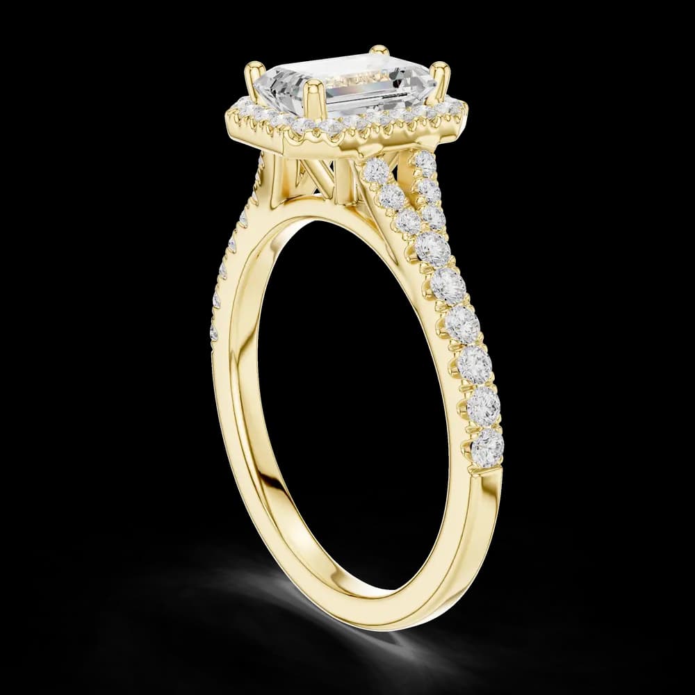 Striking 1 ct Emerald & Round Diamond Lab Grown Diamond Ring - Image 6 Striking 1 ct Emerald & Round Diamond Lab Grown Diamond Ring, view 6 of 7