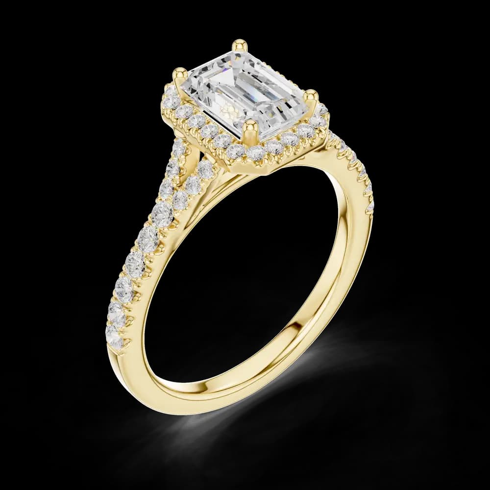 Striking 1 ct Emerald & Round Diamond Lab Grown Diamond Ring - Image 7 Striking 1 ct Emerald & Round Diamond Lab Grown Diamond Ring, view 7 of 7