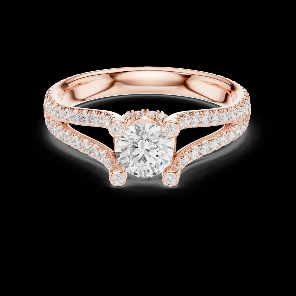 Round Cut Split Band Lab Grown Ring - Image 1 Round Cut Split Band Lab Grown Ring, view 1 of 6