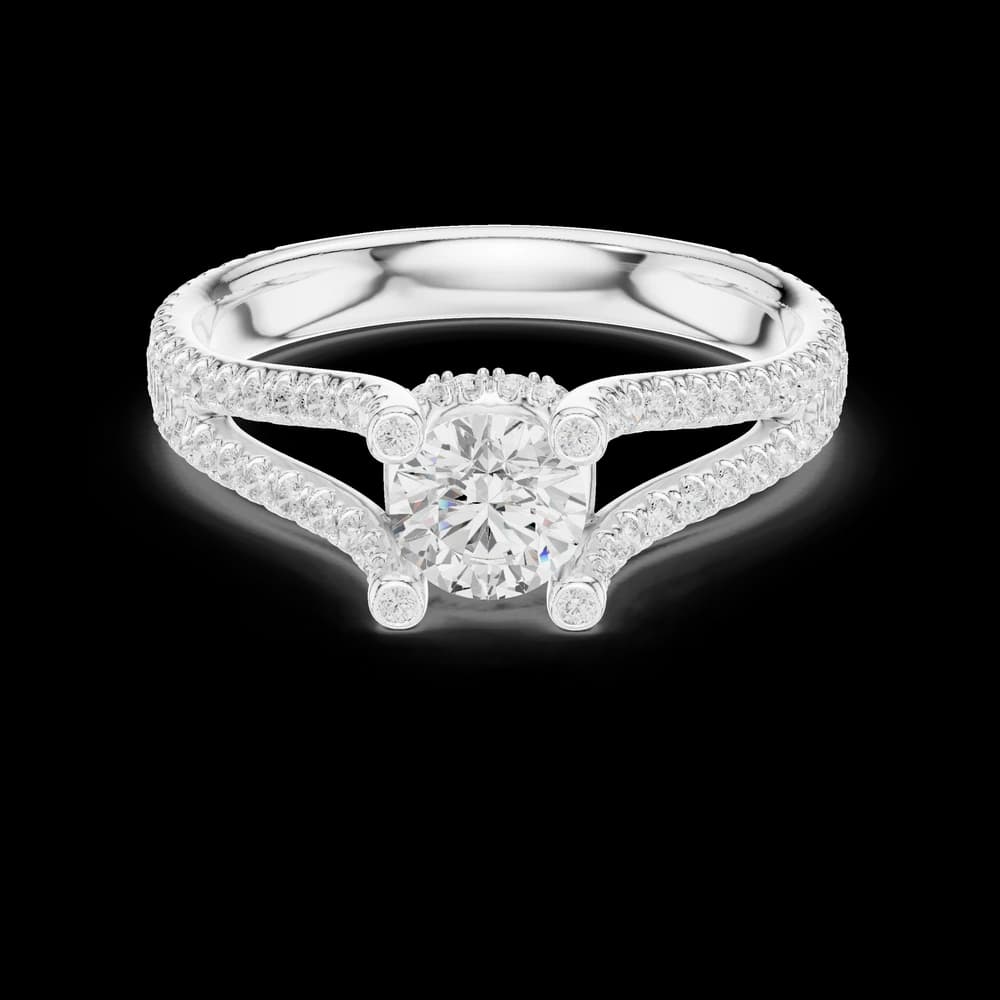 Round Cut Split Band Lab Grown Ring - Image 2 Round Cut Split Band Lab Grown Ring, view 2 of 6