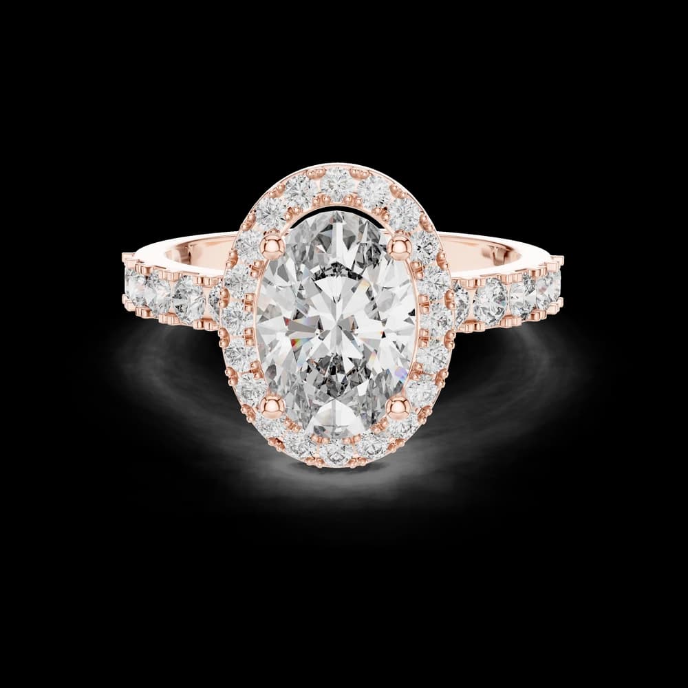 Oval Center Halo Setting Lab Grown Ring - Image 1 Oval Center Halo Setting Lab Grown Ring, view 1 of 5