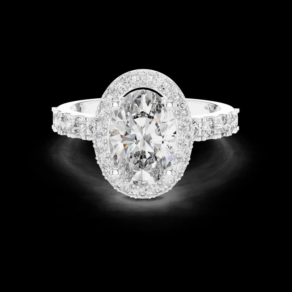 Oval Center Halo Setting Lab Grown Ring - Image 2 Oval Center Halo Setting Lab Grown Ring, view 2 of 5