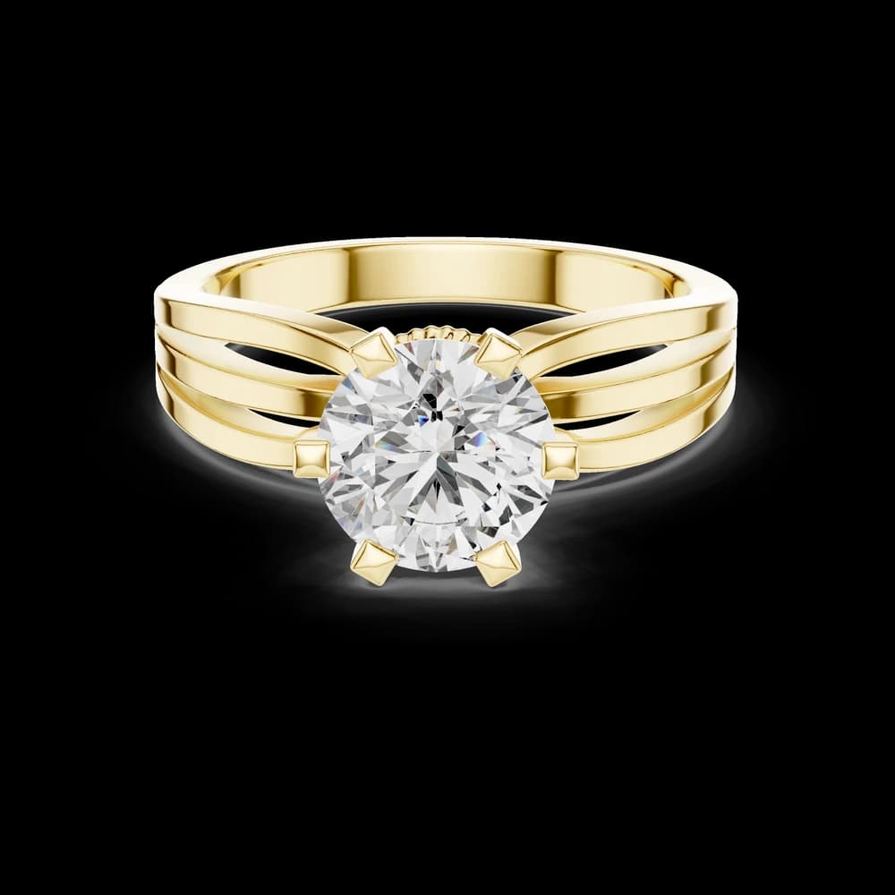 Round Solitaire Triple Strip Band Lab Grown Diamond Ring - Image 2 Round Solitaire Triple Strip Band Lab Grown Diamond Ring, view 2 of 2
