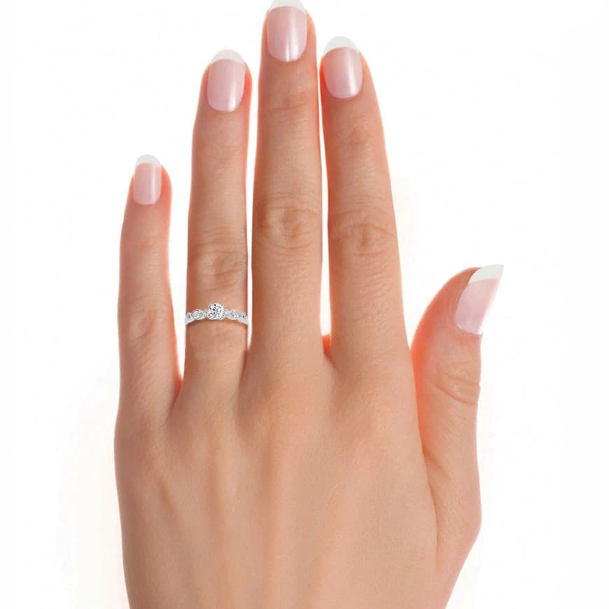 Round Center Solitaire And Marquise Side Lab Grown Diamond Ring - Image 2 Round Center Solitaire And Marquise Side Lab Grown Diamond Ring, view 2 of 2