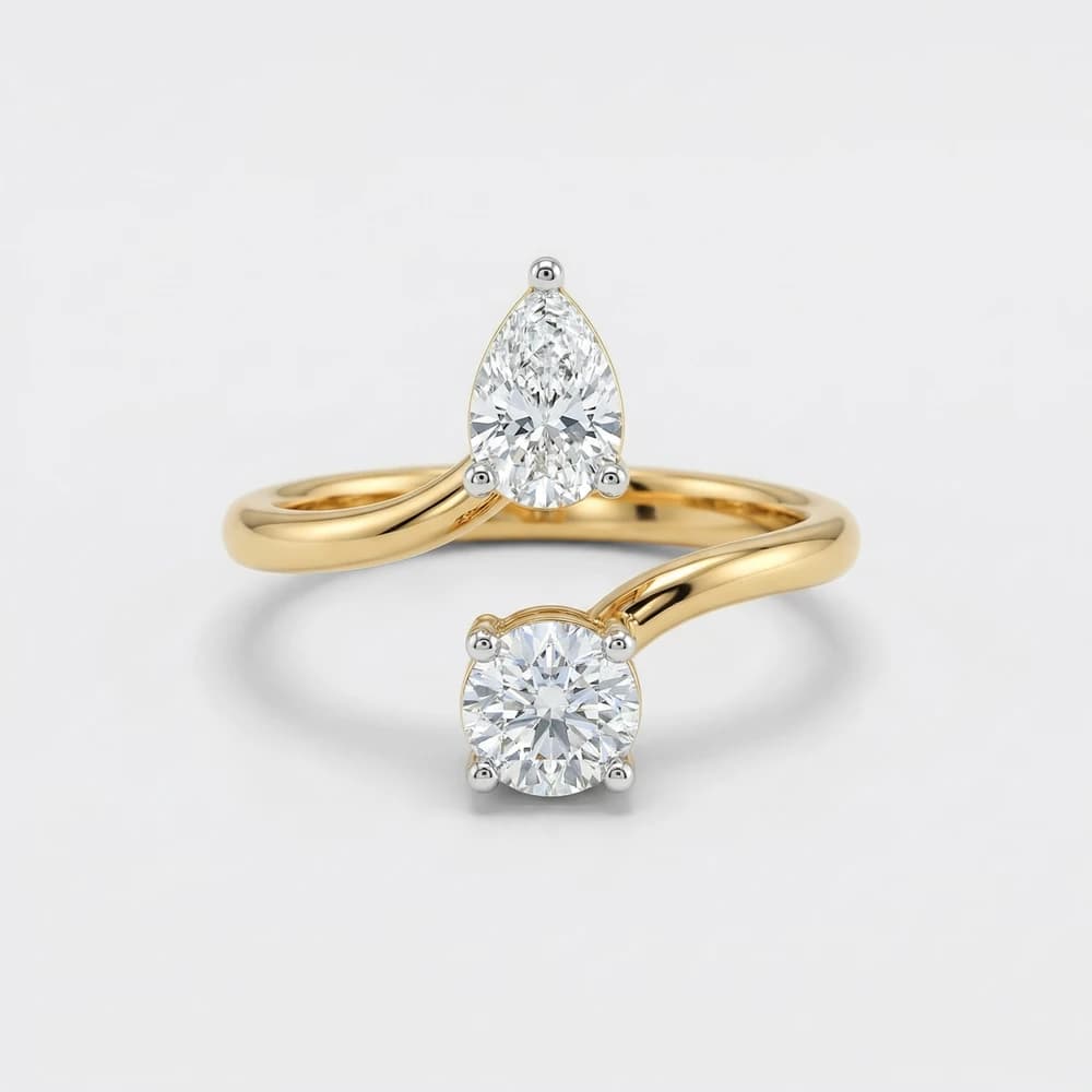 Open Wrap Two Stone Lab Grown Diamond Ring - Image 1 Open Wrap Two Stone Lab Grown Diamond Ring, view 1 of 3