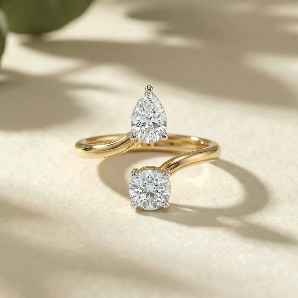 Open Wrap Two Stone Lab Grown Diamond Ring - Image 2 Open Wrap Two Stone Lab Grown Diamond Ring, view 2 of 3