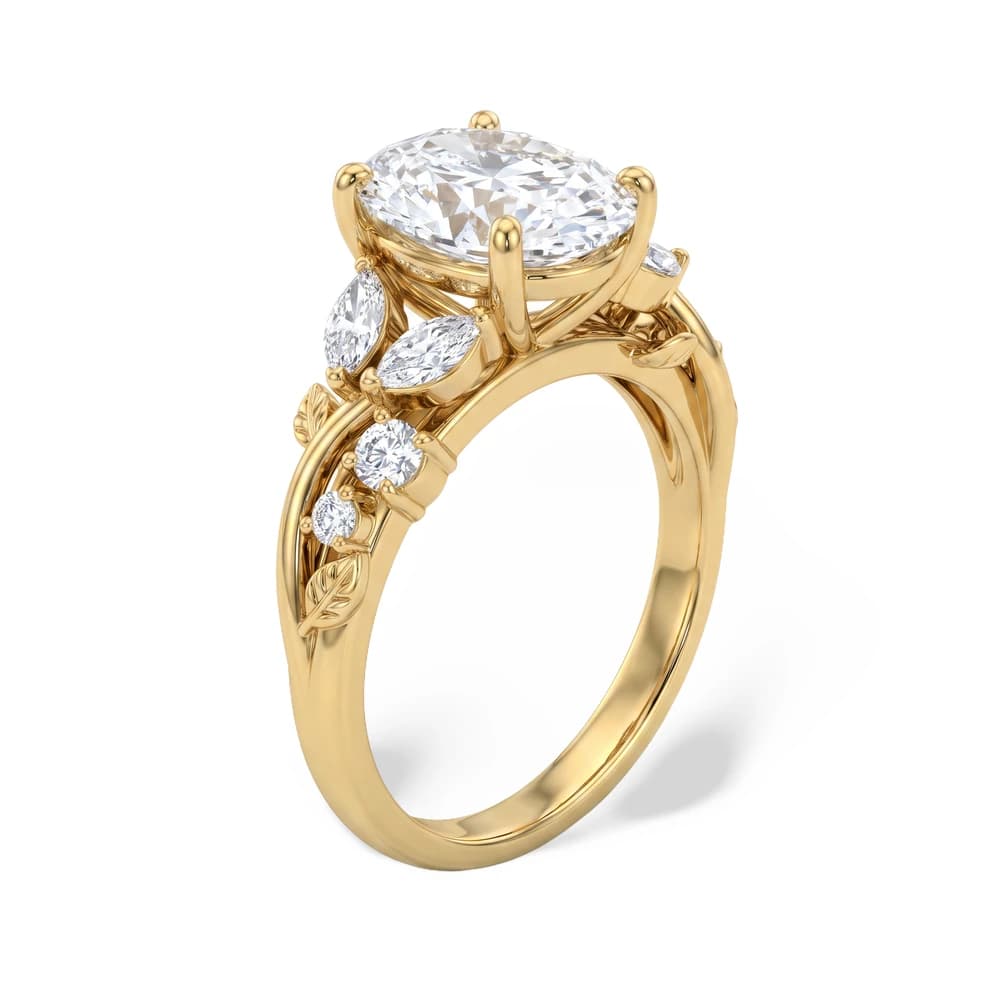 Subtle Leaf Accent Oval Lab Grown Diamond - Image 3 Subtle Leaf Accent Oval Lab Grown Diamond, view 3 of 5