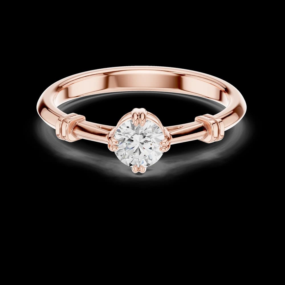 Double Prong Vintage Style Round Solitaire Ring - Image 1 Double Prong Vintage Style Round Solitaire Ring, view 1 of 6