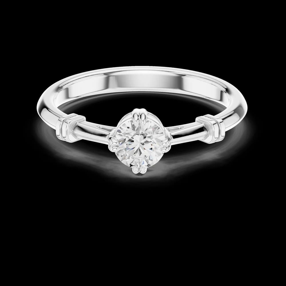 Double Prong Vintage Style Round Solitaire Ring - Image 2 Double Prong Vintage Style Round Solitaire Ring, view 2 of 6