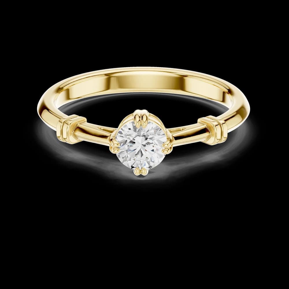 Double Prong Vintage Style Round Solitaire Ring - Image 3 Double Prong Vintage Style Round Solitaire Ring, view 3 of 6