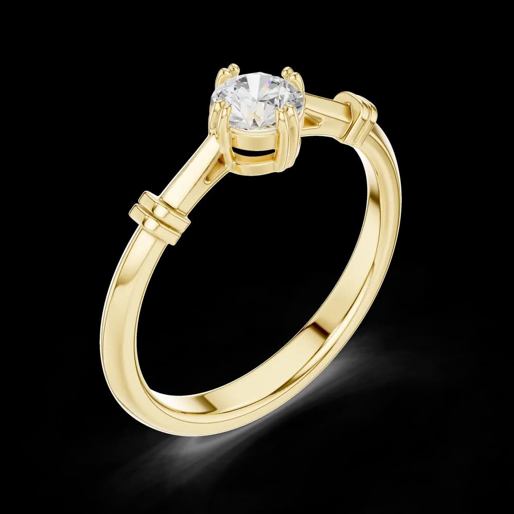 Double Prong Vintage Style Round Solitaire Ring - Image 5 Double Prong Vintage Style Round Solitaire Ring, view 5 of 6